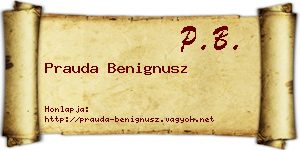 Prauda Benignusz névjegykártya